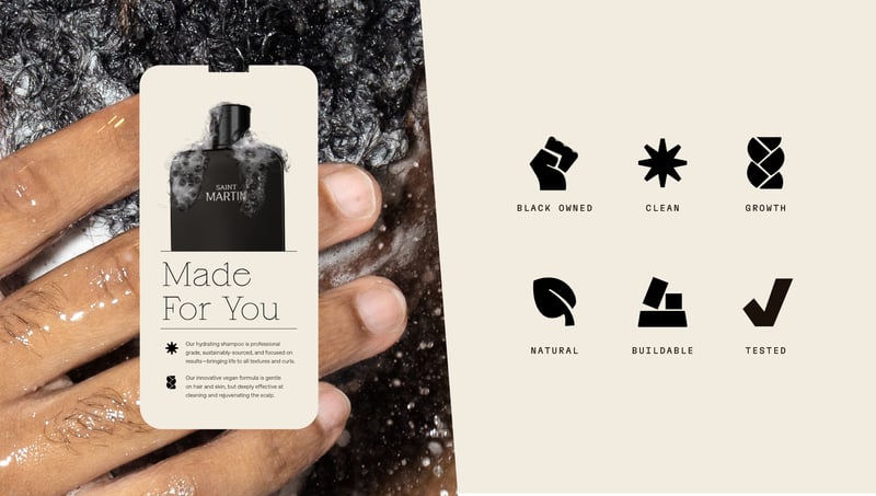 Saint Martin Key Benefits - Black owned, clean, growth, natural, buildable, tested.