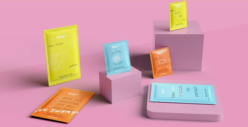 Six wipes on display in their packaging