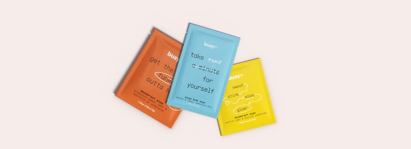 Three wipes shown in their packaging
