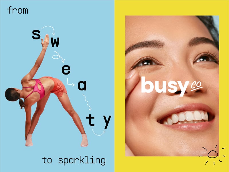 Woman stretching on image with text 