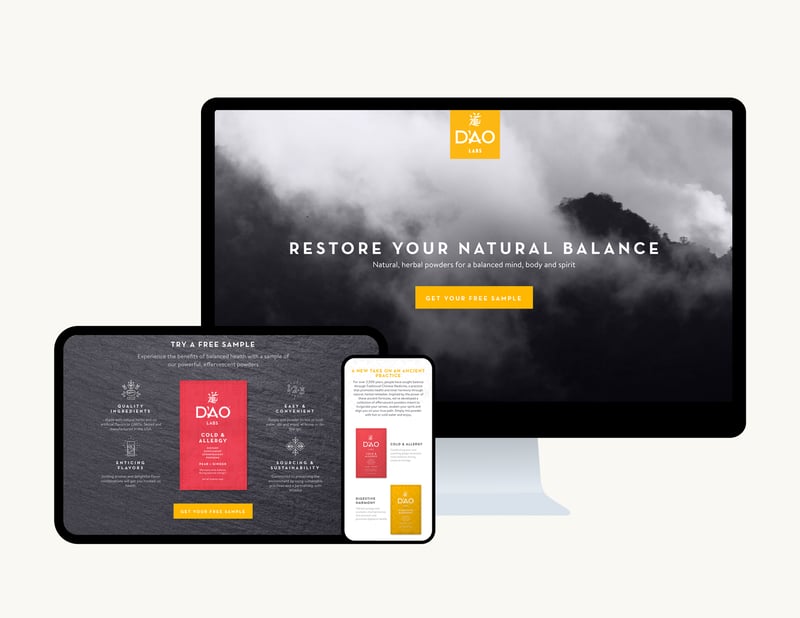 dao labs - desktop and tablet layout of website homepage