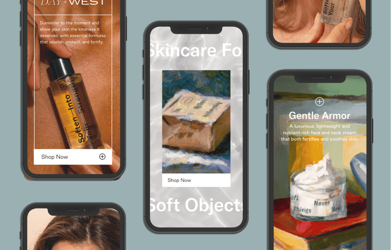 Day+West website shown on smartphones.
