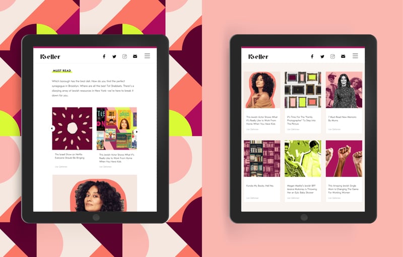 Kveller website displayed on tablet.