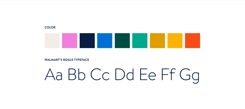 Style Guide for Make it with Walmart showing colors and typefaces.
