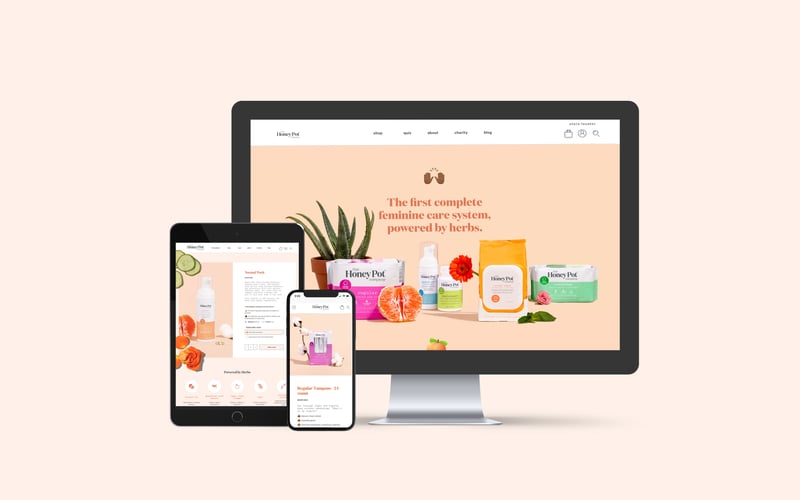  The Honey Pot - desktop, tablet and phone webpage displays